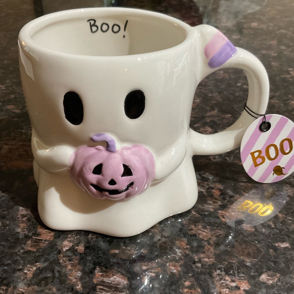 NWT Ghost Mug with Pink Pumpkin + Free 🎁 - Picture 2 of 2
